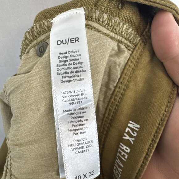 DUER N2X Relaxed Taper Performance Pants Men’s 40x32 Tan Stretch - Picture 8 of 9